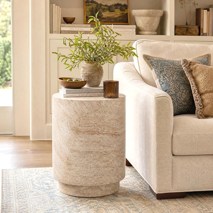 Marble-Look Indoor Outdoor Side Table