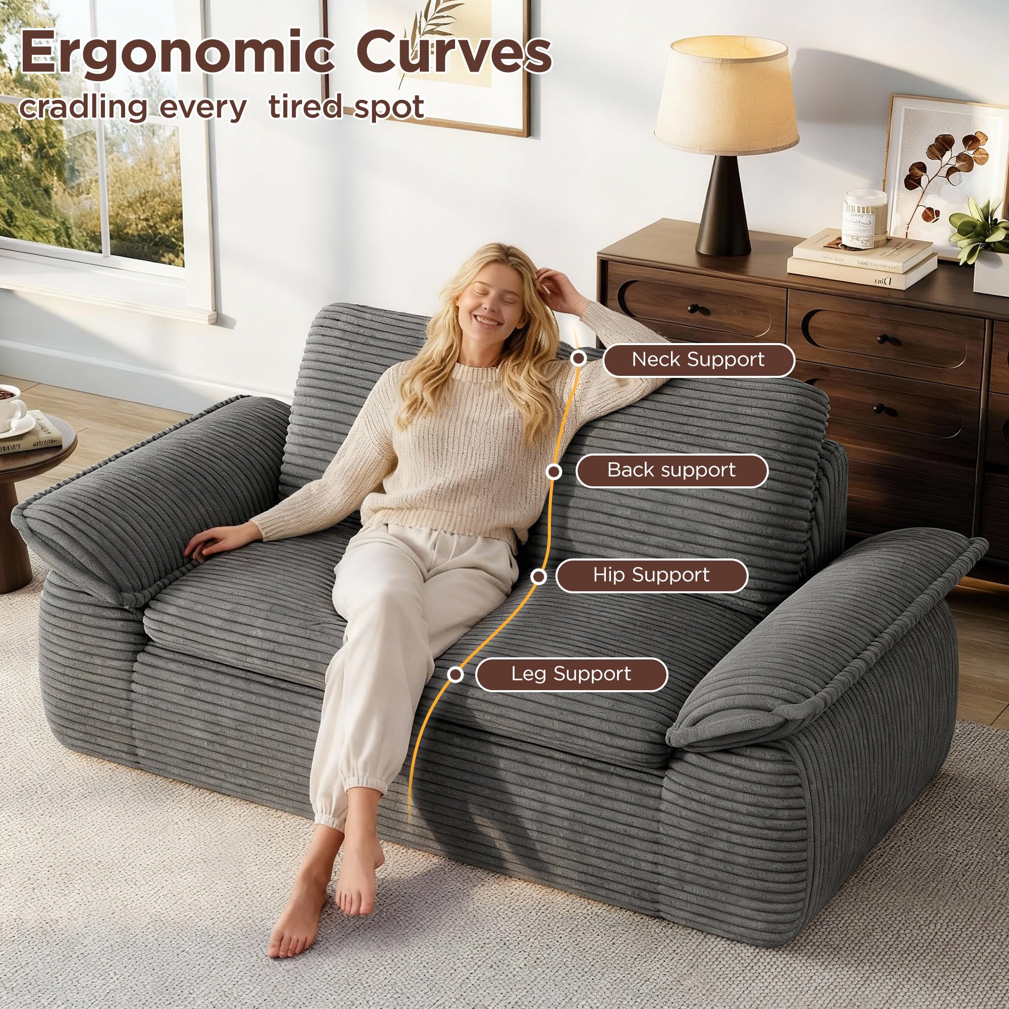 71" Corduroy Loveseat Sofa