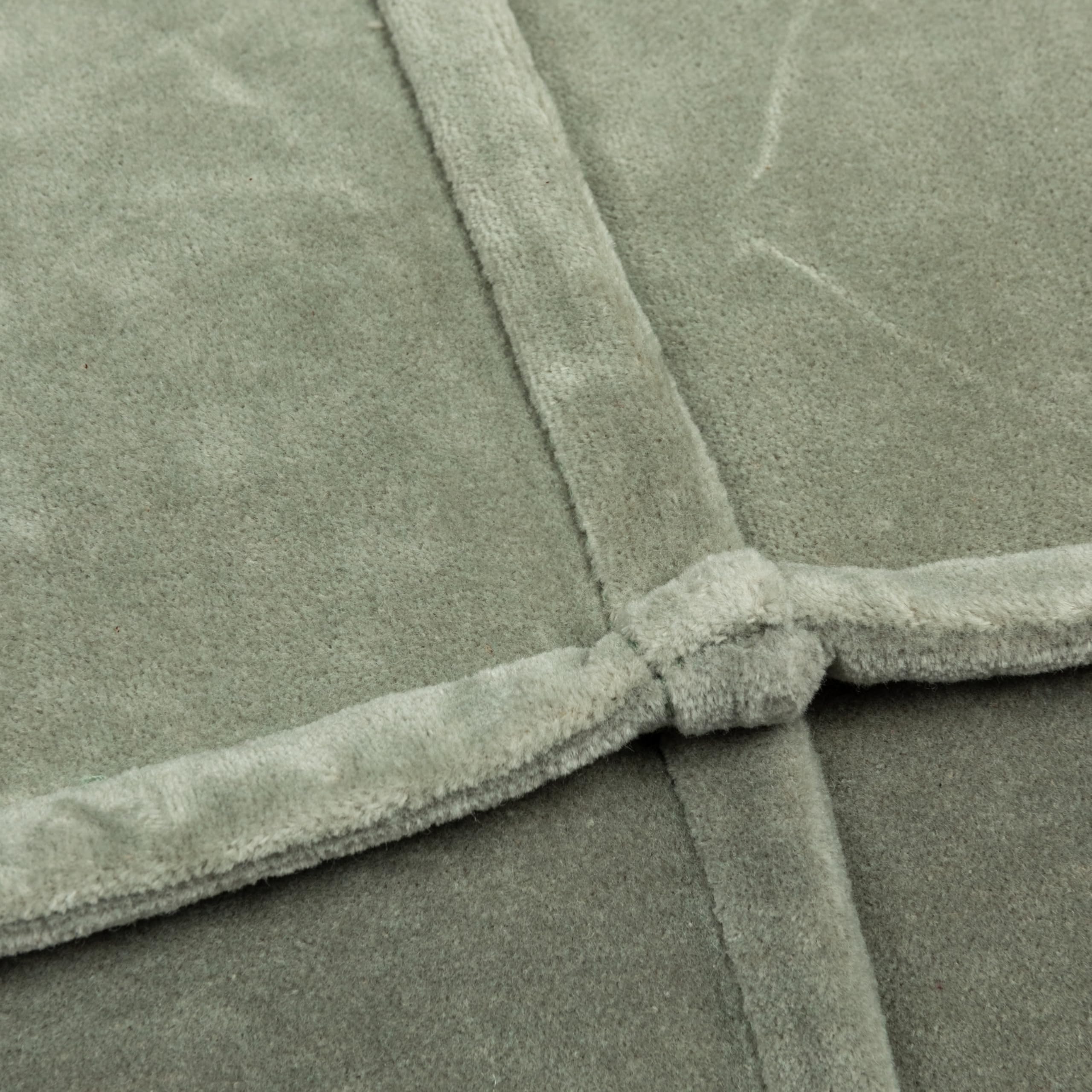 Creative Co-Op Square Cotton Velvet Pouf with Piped Detail, Sage Green