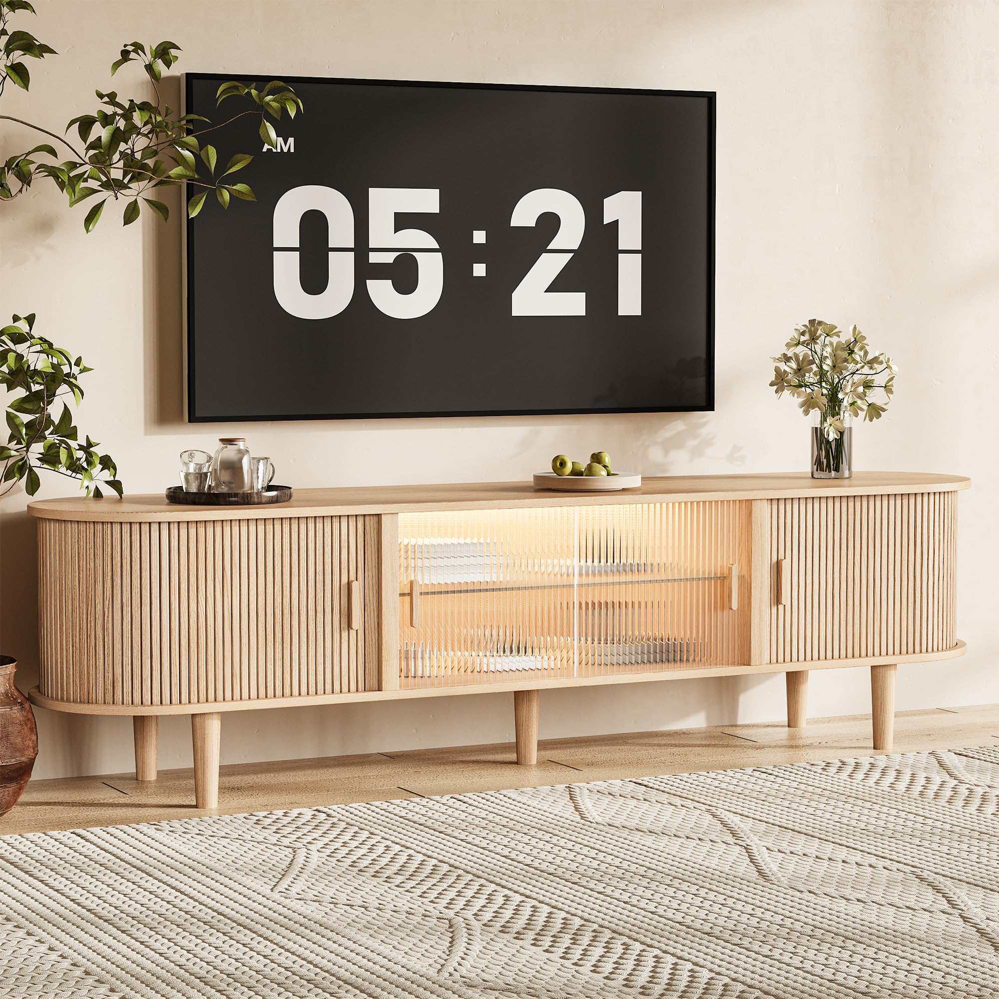 70" Fluted TV Stand with LED Lights