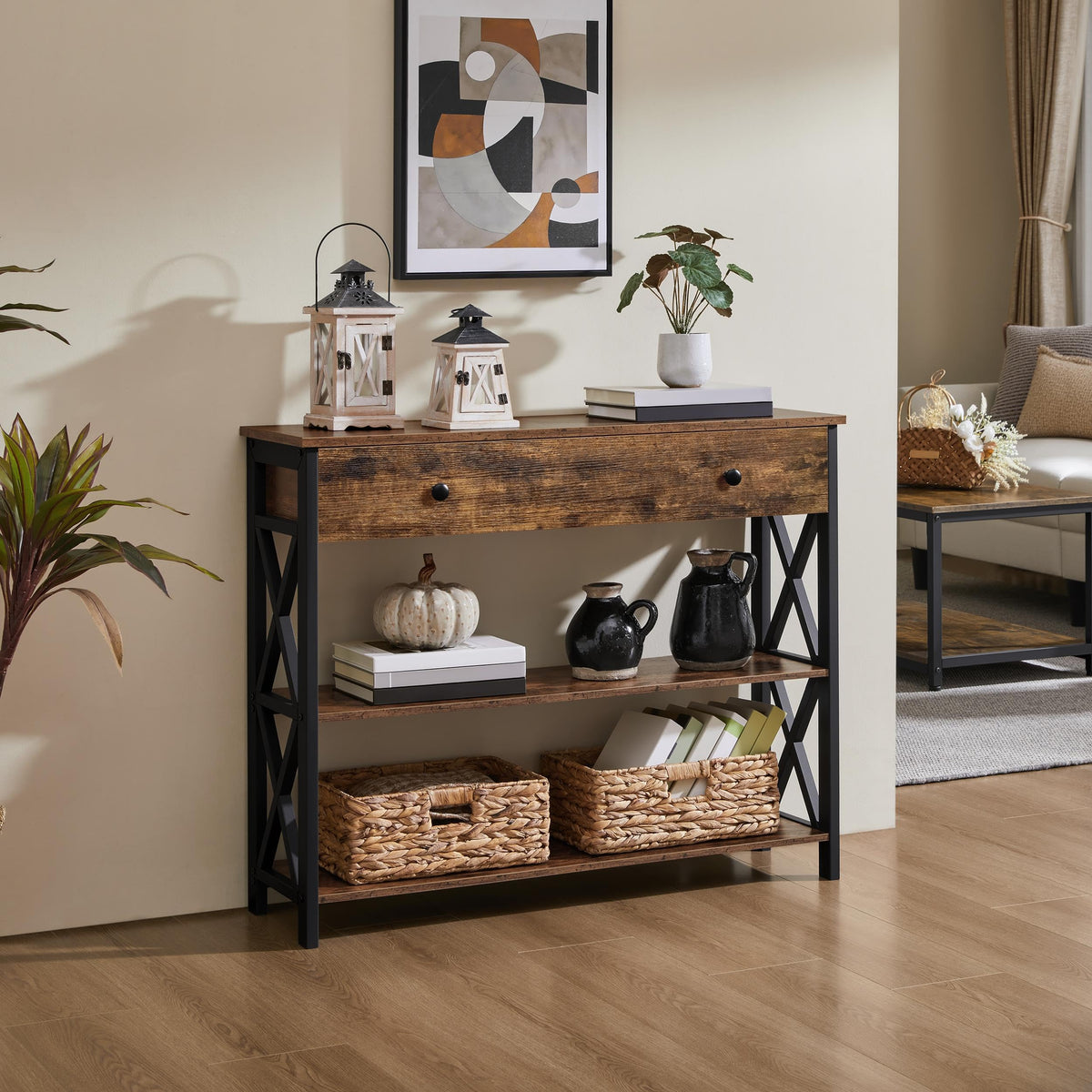 Rustic Console Table with Drawer