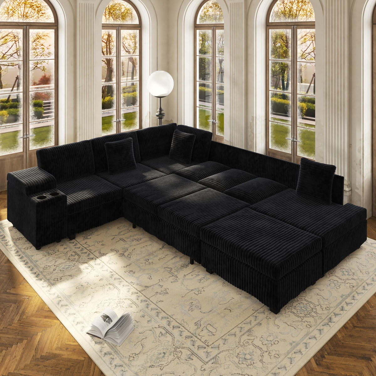 Corduroy L-Shaped Sleeper Sectional