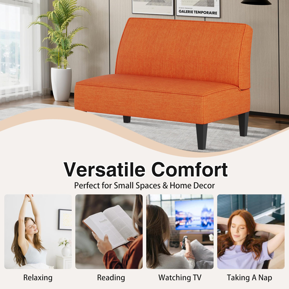 Armless Linen Loveseat