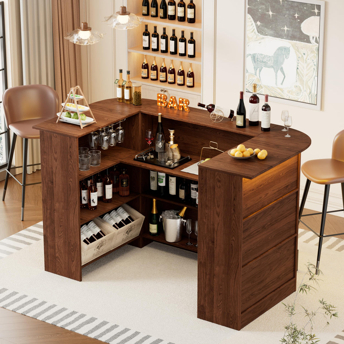 U-Shaped LED Bar Cabinet