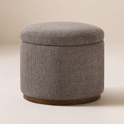 Round Bouclé Storage Ottoman
