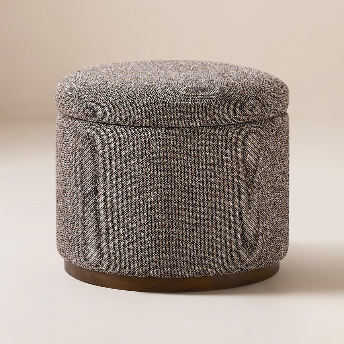 Round Bouclé Storage Ottoman