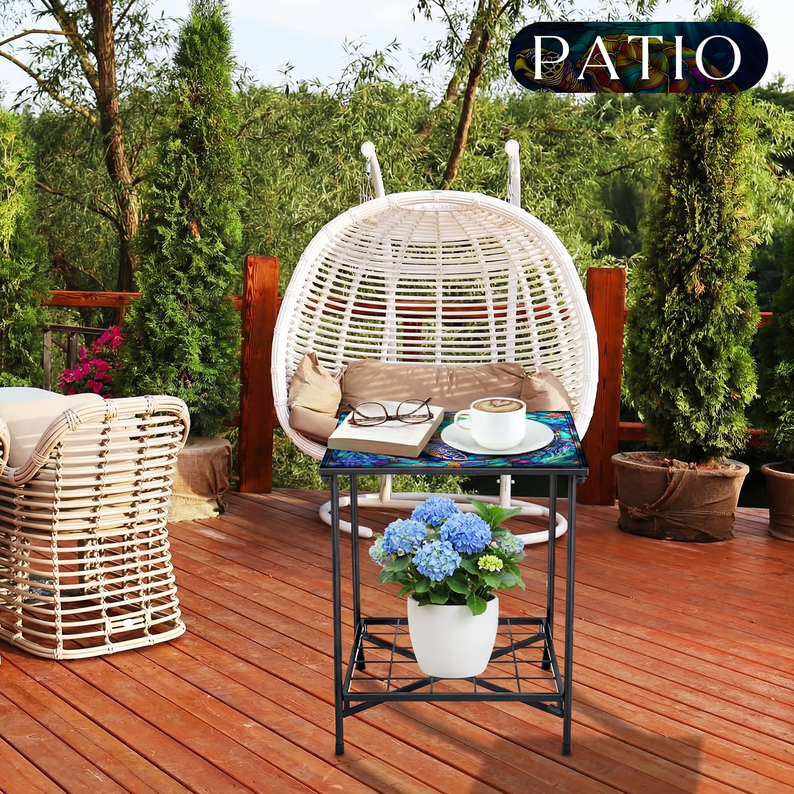 2-Tier Metal Outdoor Side Table