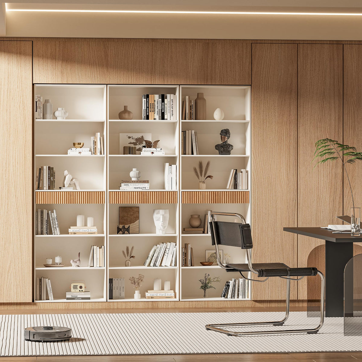 White 7-Tier Bookshelf with Drawer