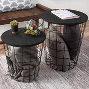 Lavish Home Round End Tables - Nesting Tables Set of 2, Black