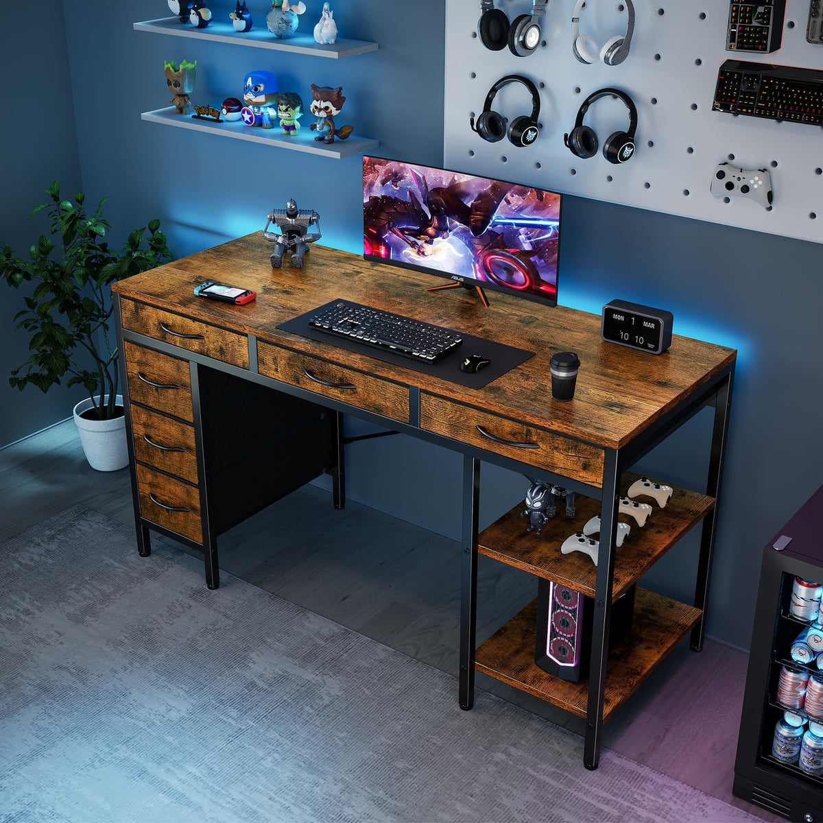 Computer Desk with 6 Fabric Drawers
