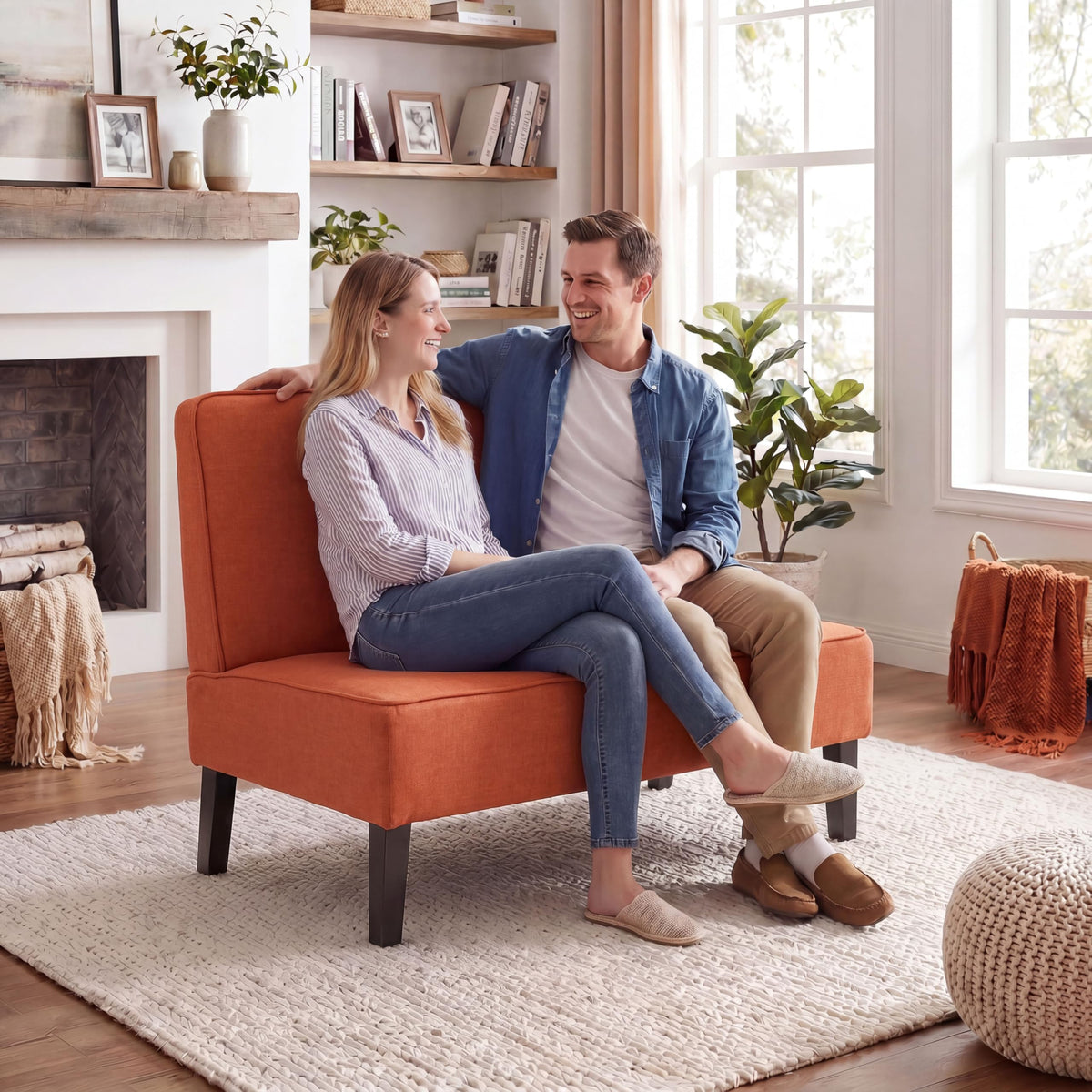 Armless Linen Loveseat