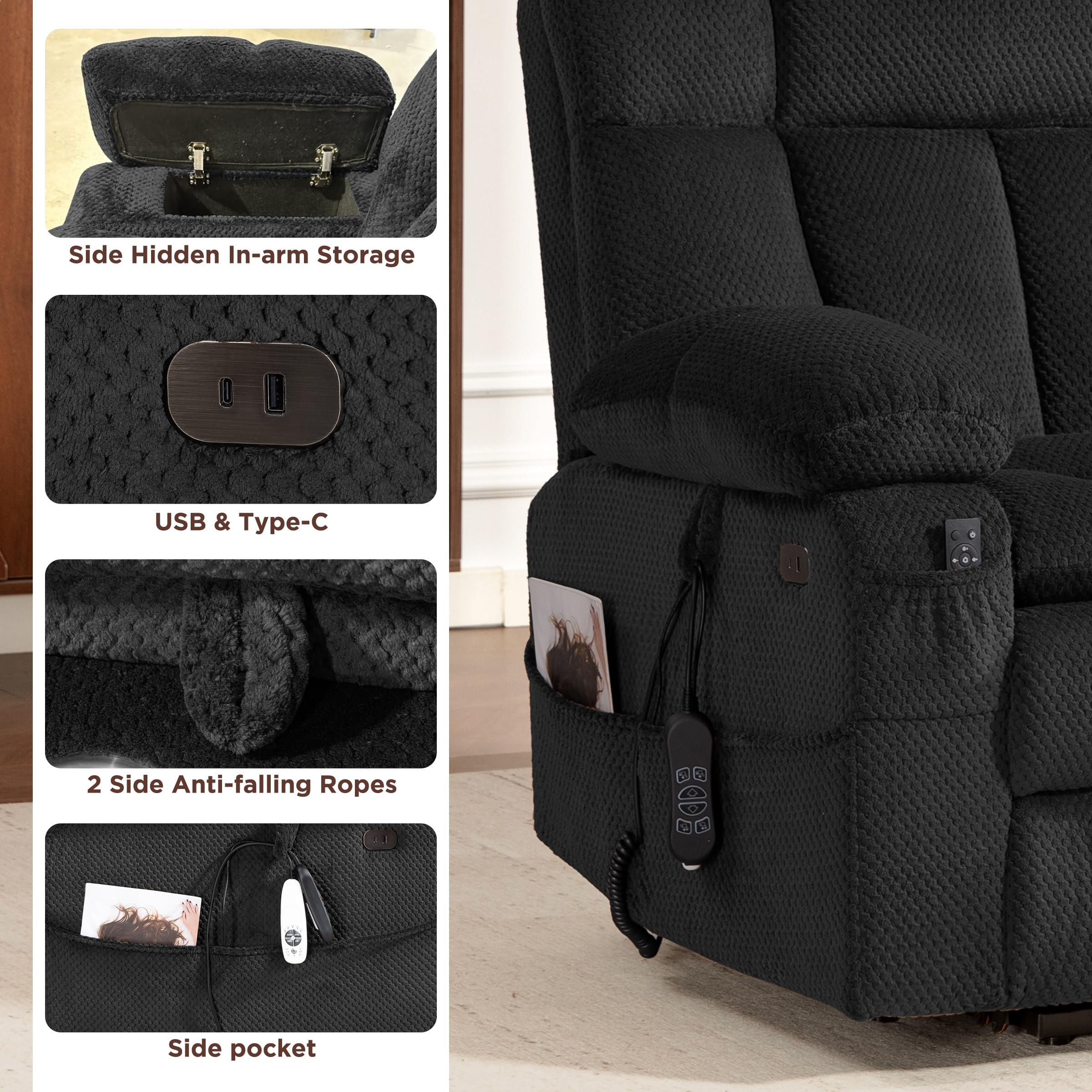 Power Lift Recliner Chair with Massage & Dual Motor