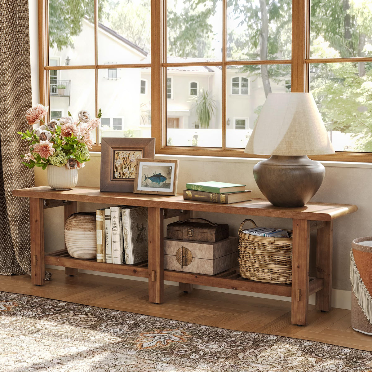 Pine Entryway Storage Bench