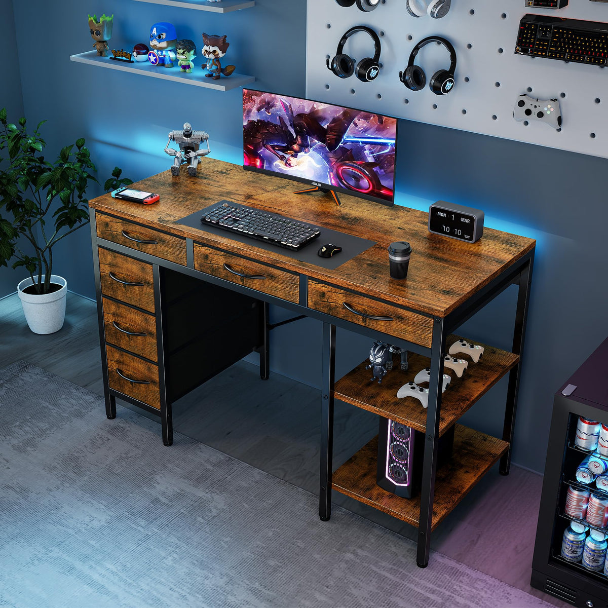 Computer Desk with 6 Drawers