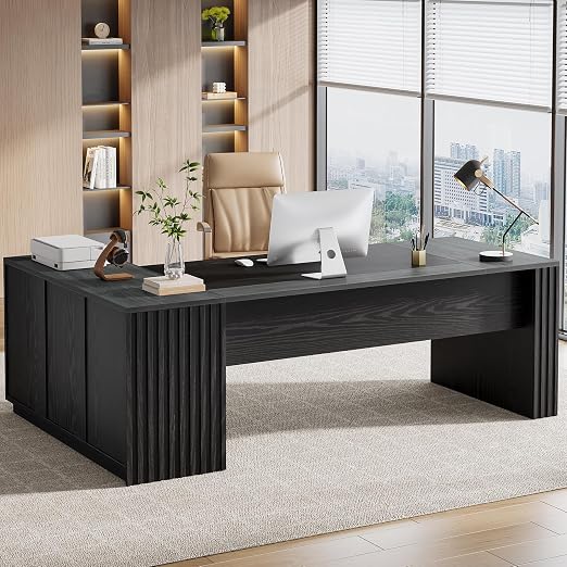 L-Shaped Executive Desk with Drawers & Storage Cabinet