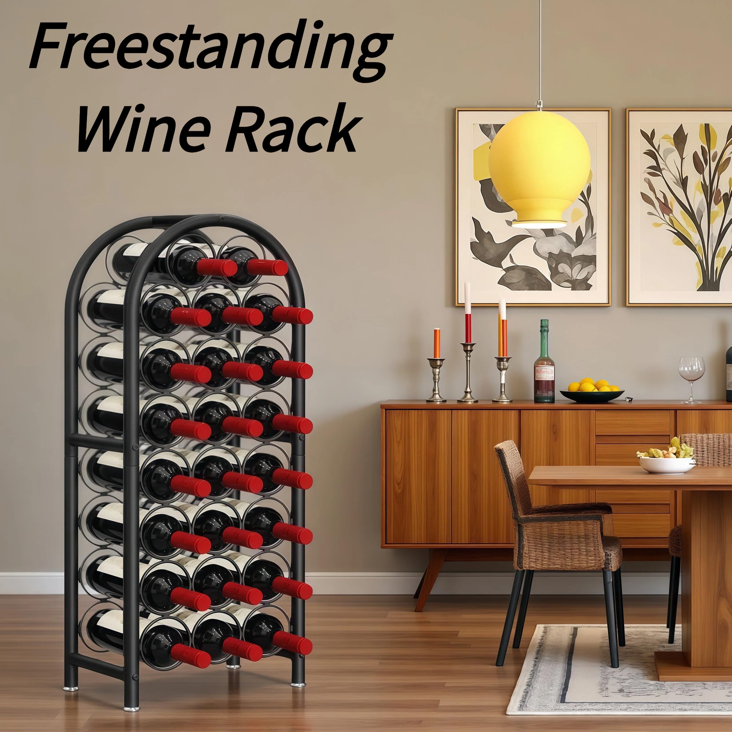 23-Bottle Freestanding Metal Wine Rack