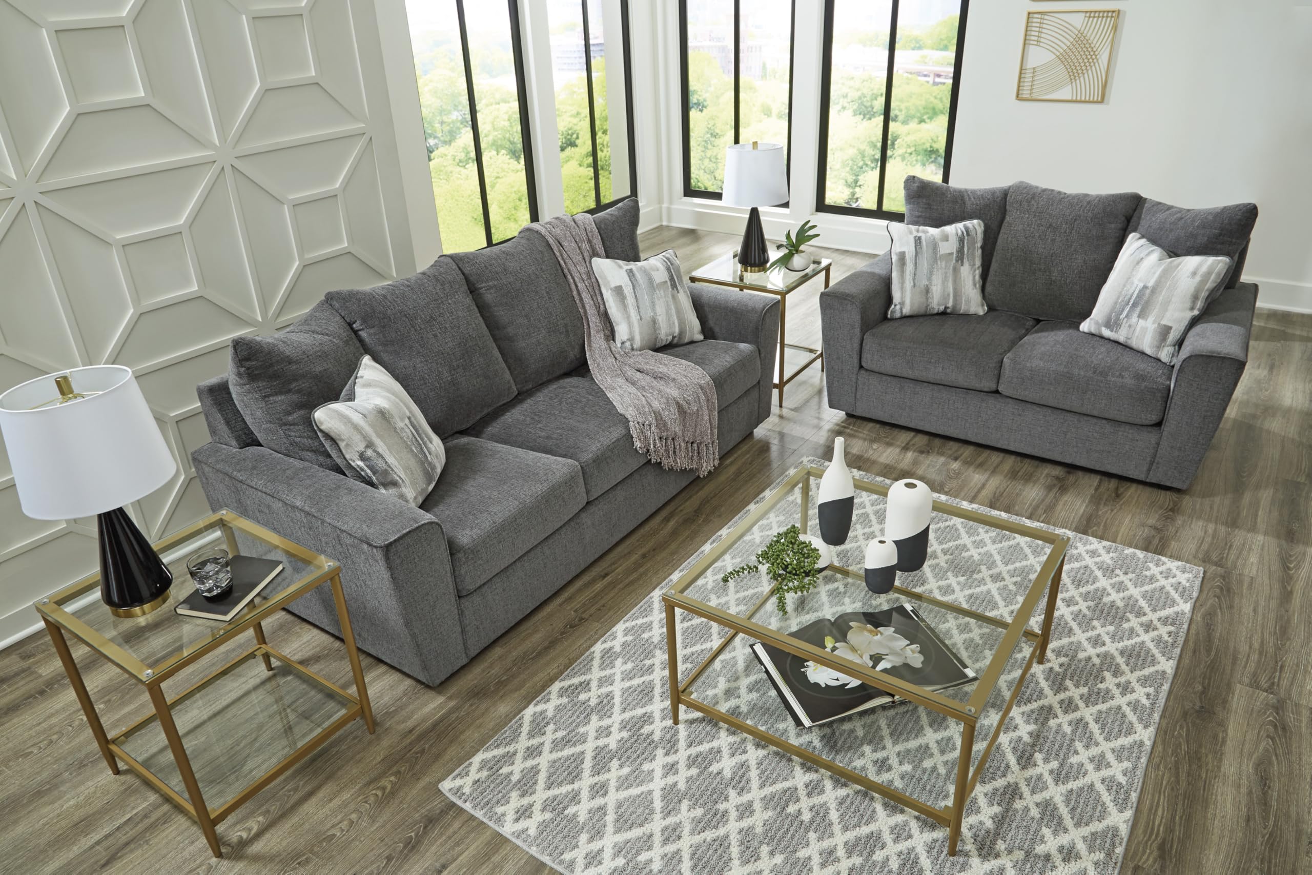 Dark Gray Flared Arm Chenille Sofa