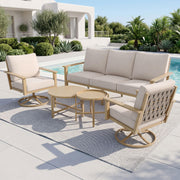 5-Piece Metal Patio Conversation Set with Swivel Chairs