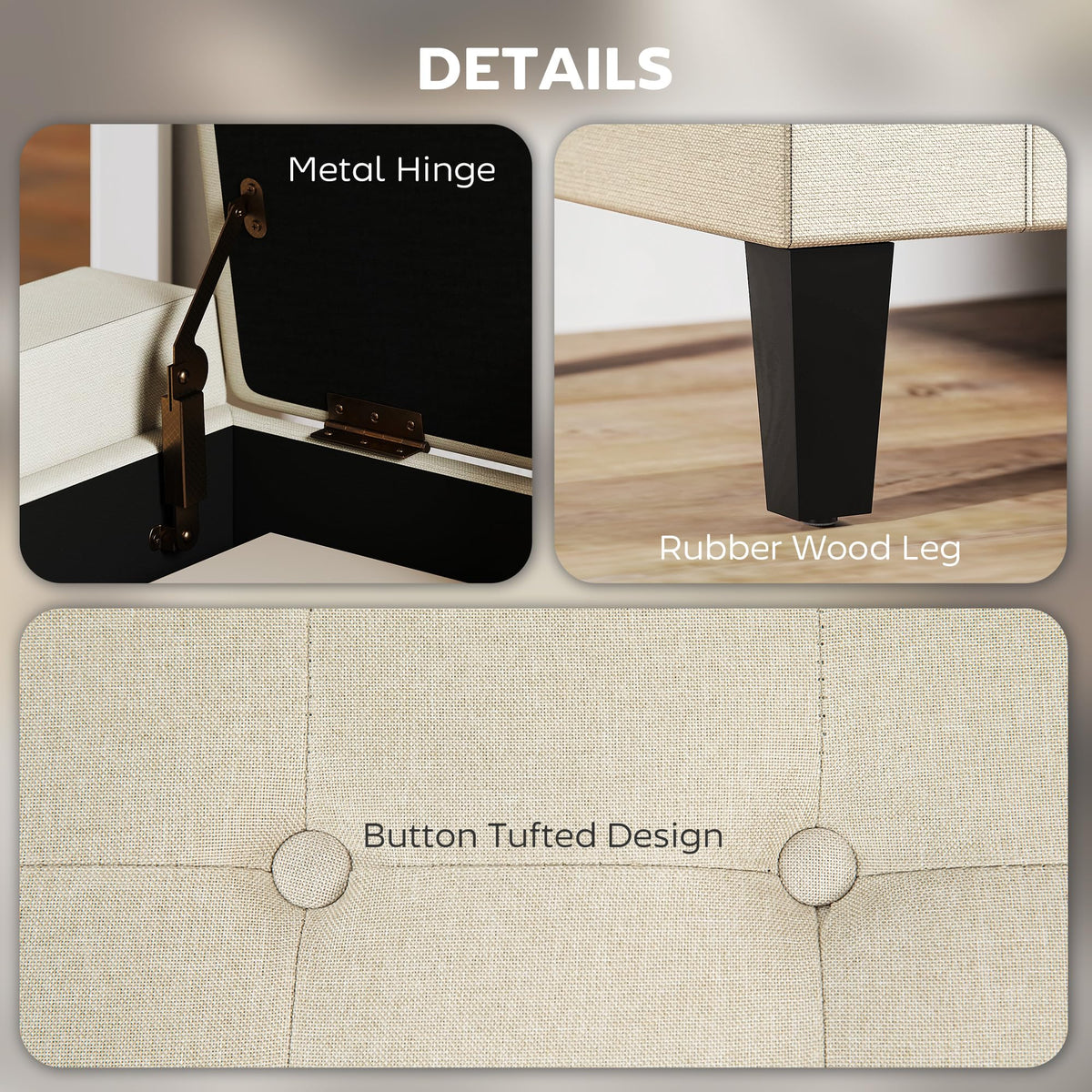 Linen Storage Ottoman Bench