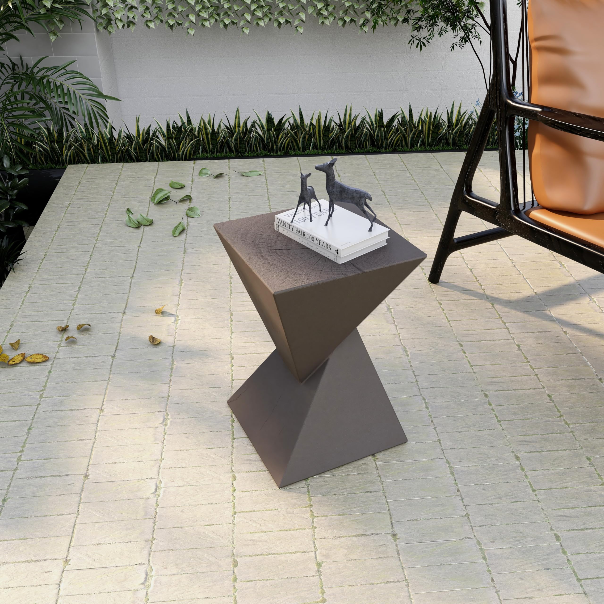 Twisted Fiberstone Side Table – Indoor & Outdoor Accent Stool
