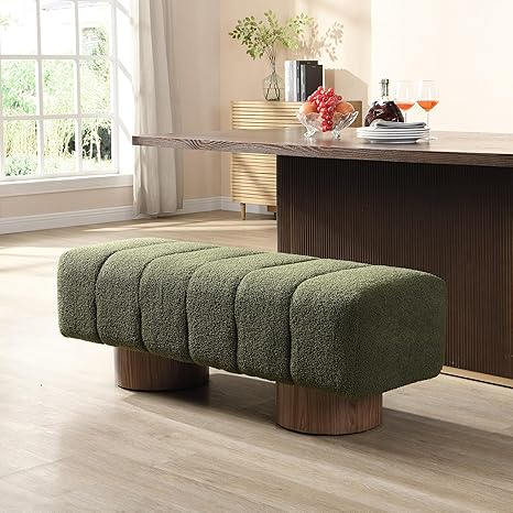 50" Chenille Fabric Dining Bench