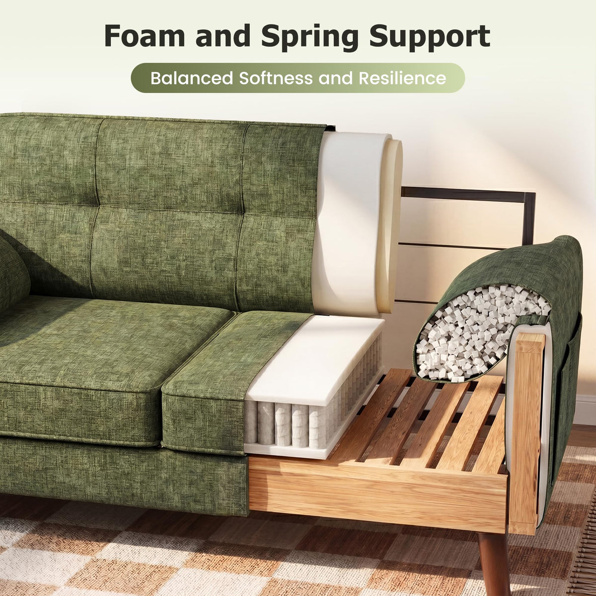 Chenille Loveseat with Storage Pockets