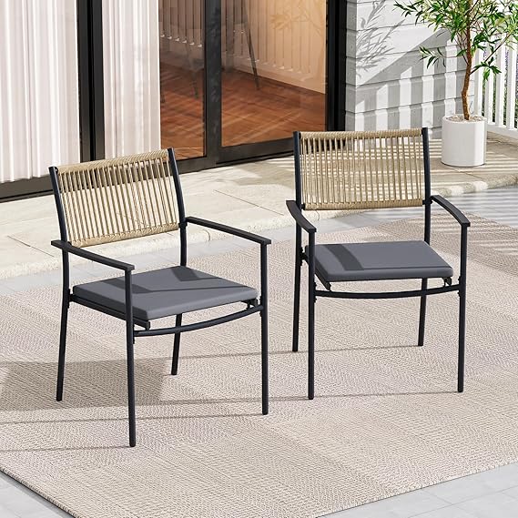 Outdoor Patio Dining Set with Rattan Chairs