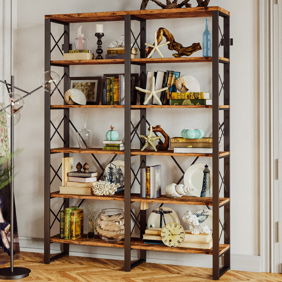 Double-Wide 6-Tier Bookcase