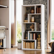 Geometric Bookcase 6-Shelf Industrial White