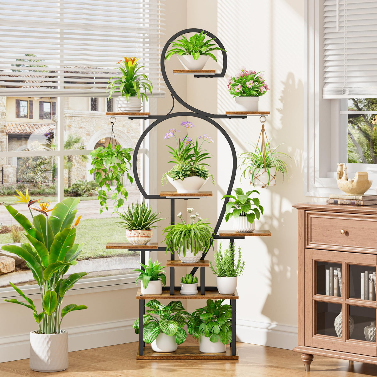 63'' Tall 9-Tier Indoor Plant Stand with Grow Light for Plants Display