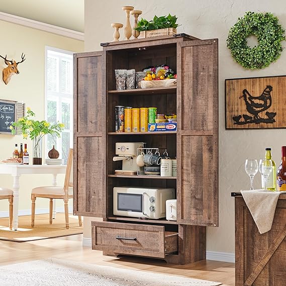 72" Tall Farmhouse Wood Storage Cabinet