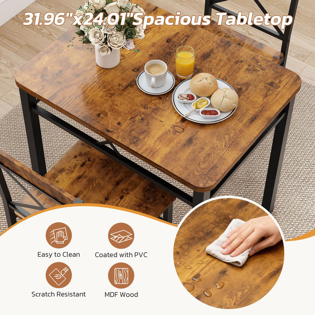 3-Piece Dining Table Set