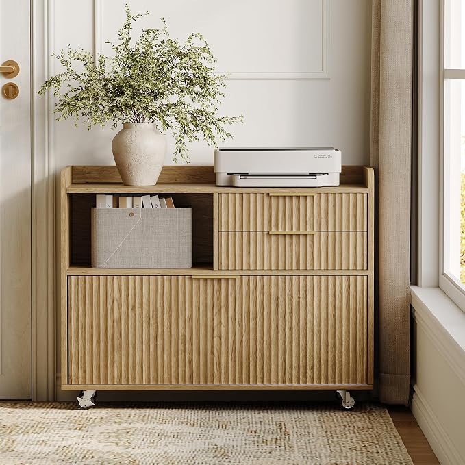 3-Drawer File Cabinet with Charging Station