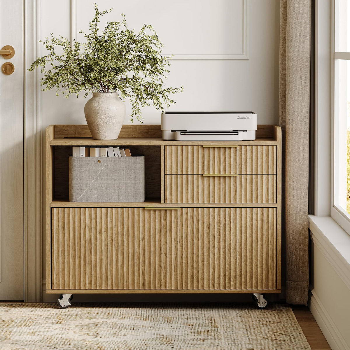 3-Drawer File Cabinet with Charging Station
