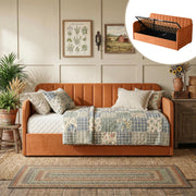 Zanmintaobo Twin Day Bed with Lift Up Storage, Orange