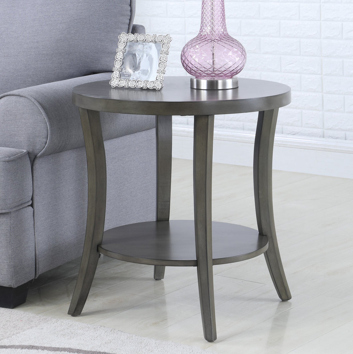 Gray Oval Coffee Table Set