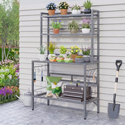 FUXJUM Outdoor Potting Bench Table with Storage, 4-Tier Garden Workstation