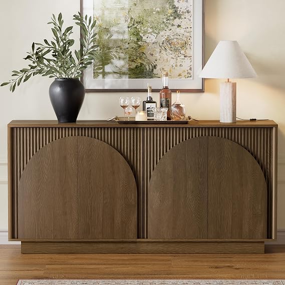 Black Fluted Sideboard with Arched Doors
