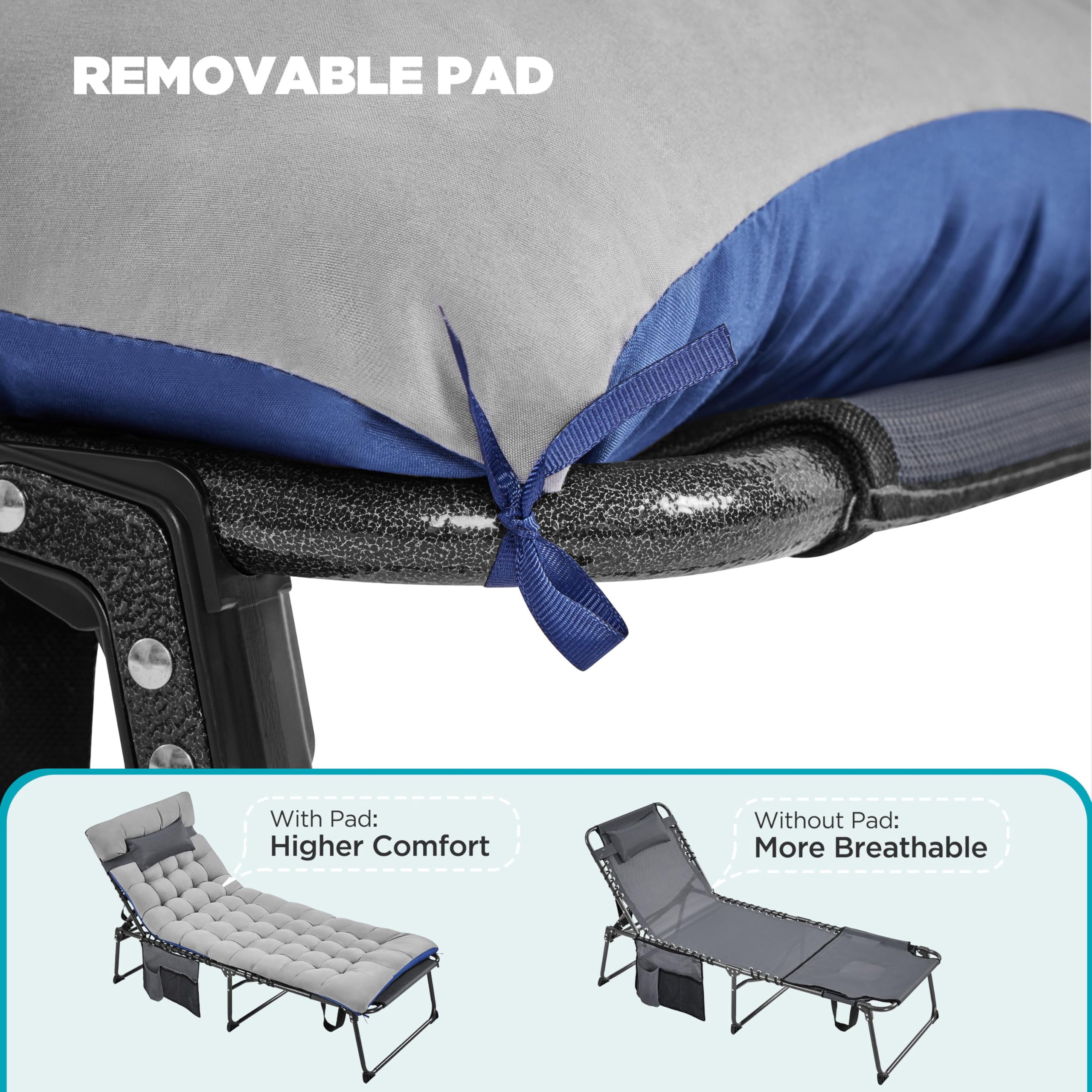 Folding Chaise Lounge Chair with Face Hole & 5-Position Backrest