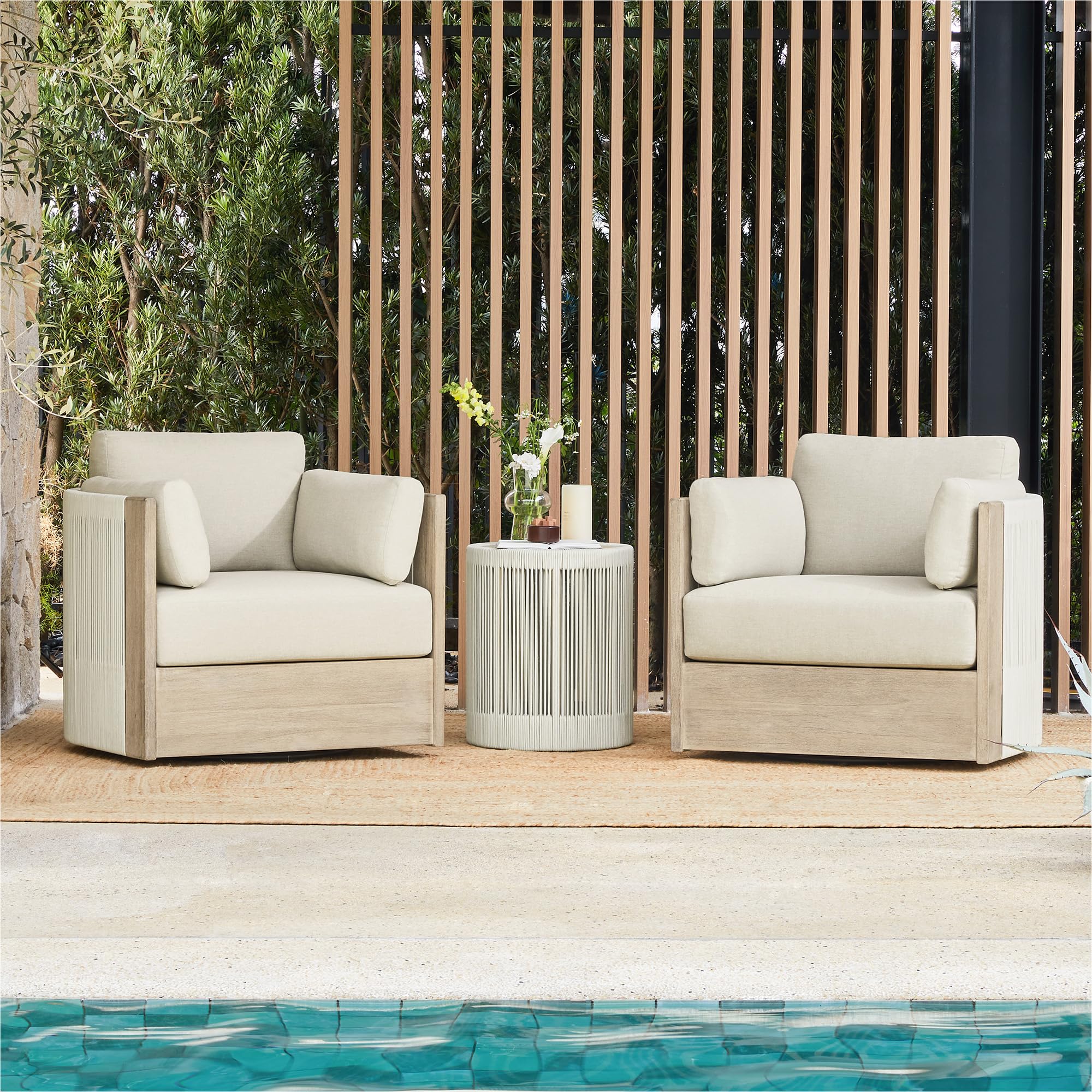 3-Piece Boho Patio Bistro Set with Swivel Chairs & Side Table