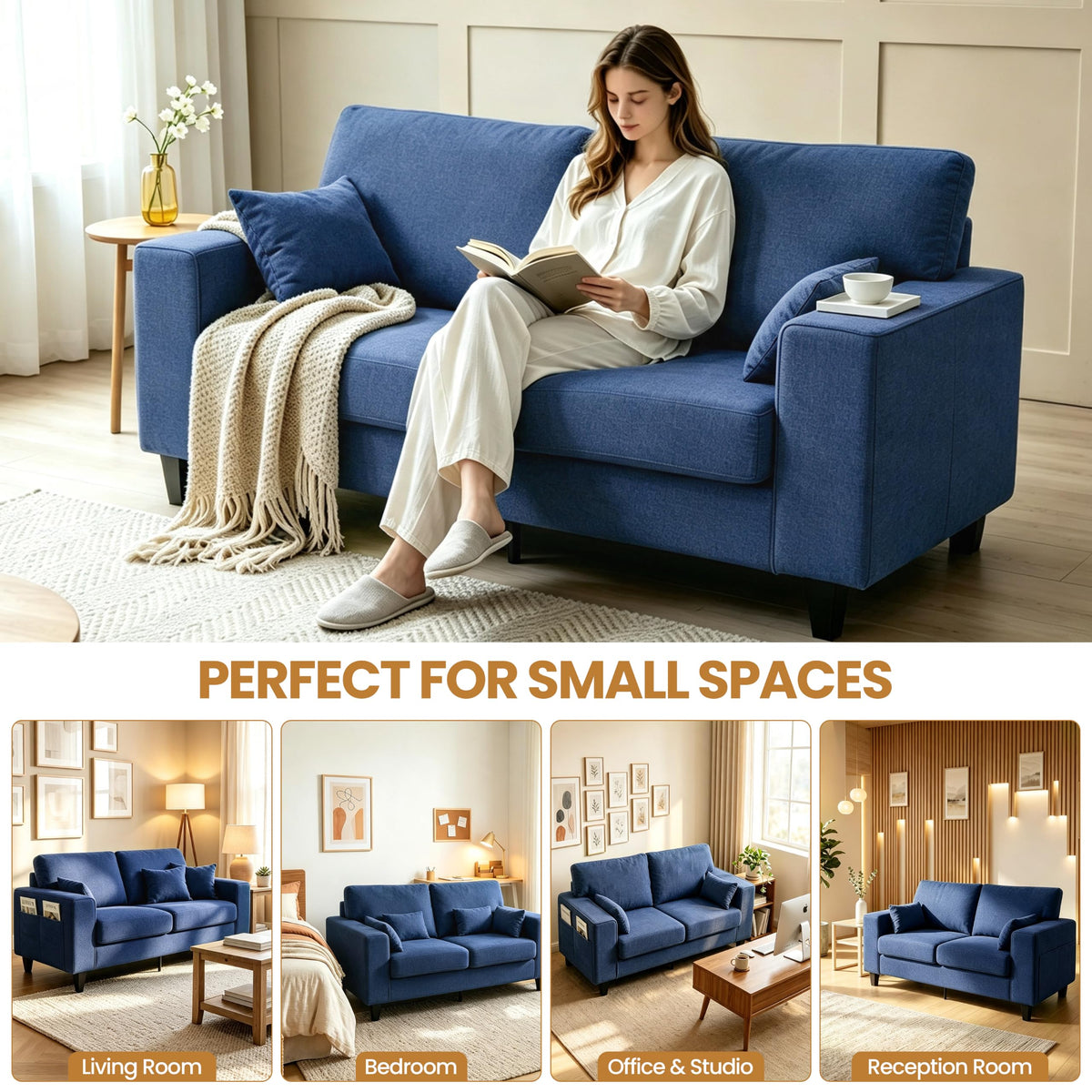 Linen Loveseat Sofa