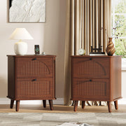 Walnut Nightstand with Charging Station