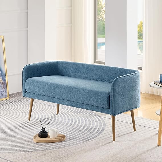 Upholstered Bedroom Bench with Backrest & Armrests