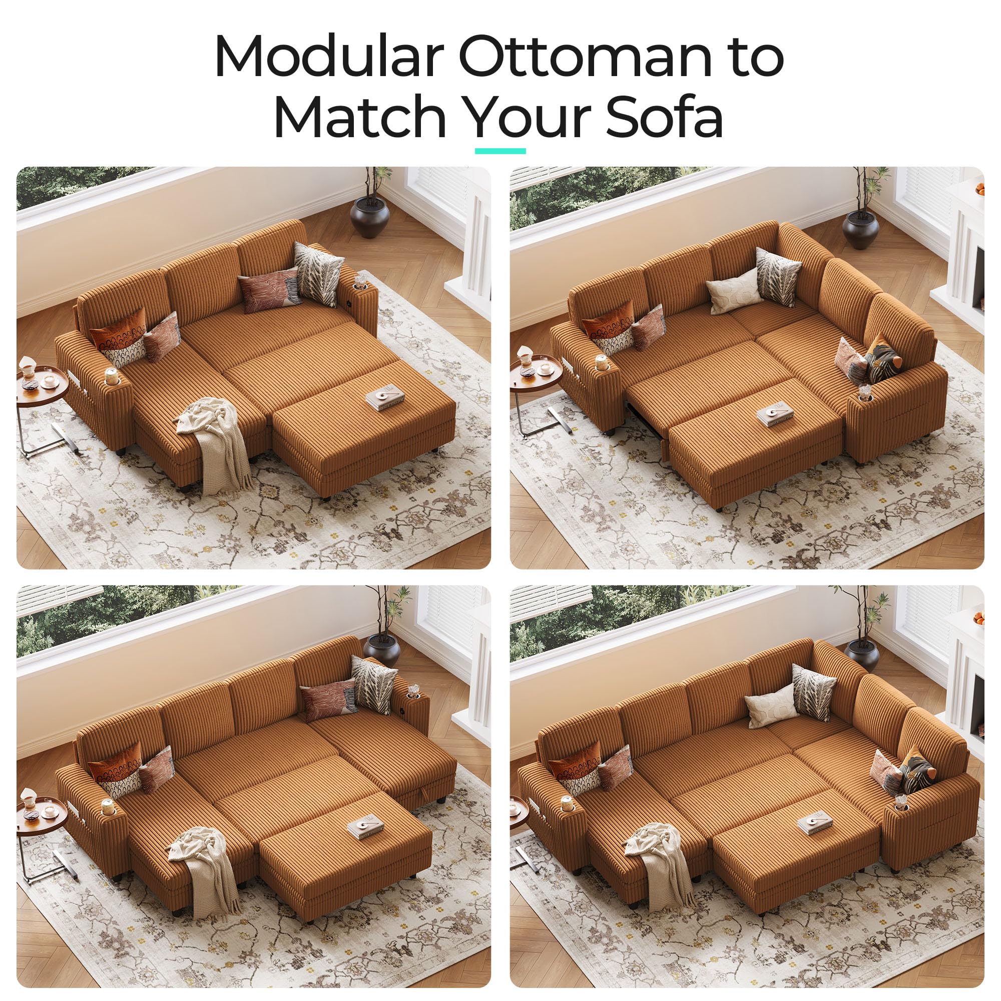 Corduroy Storage Ottoman Bench