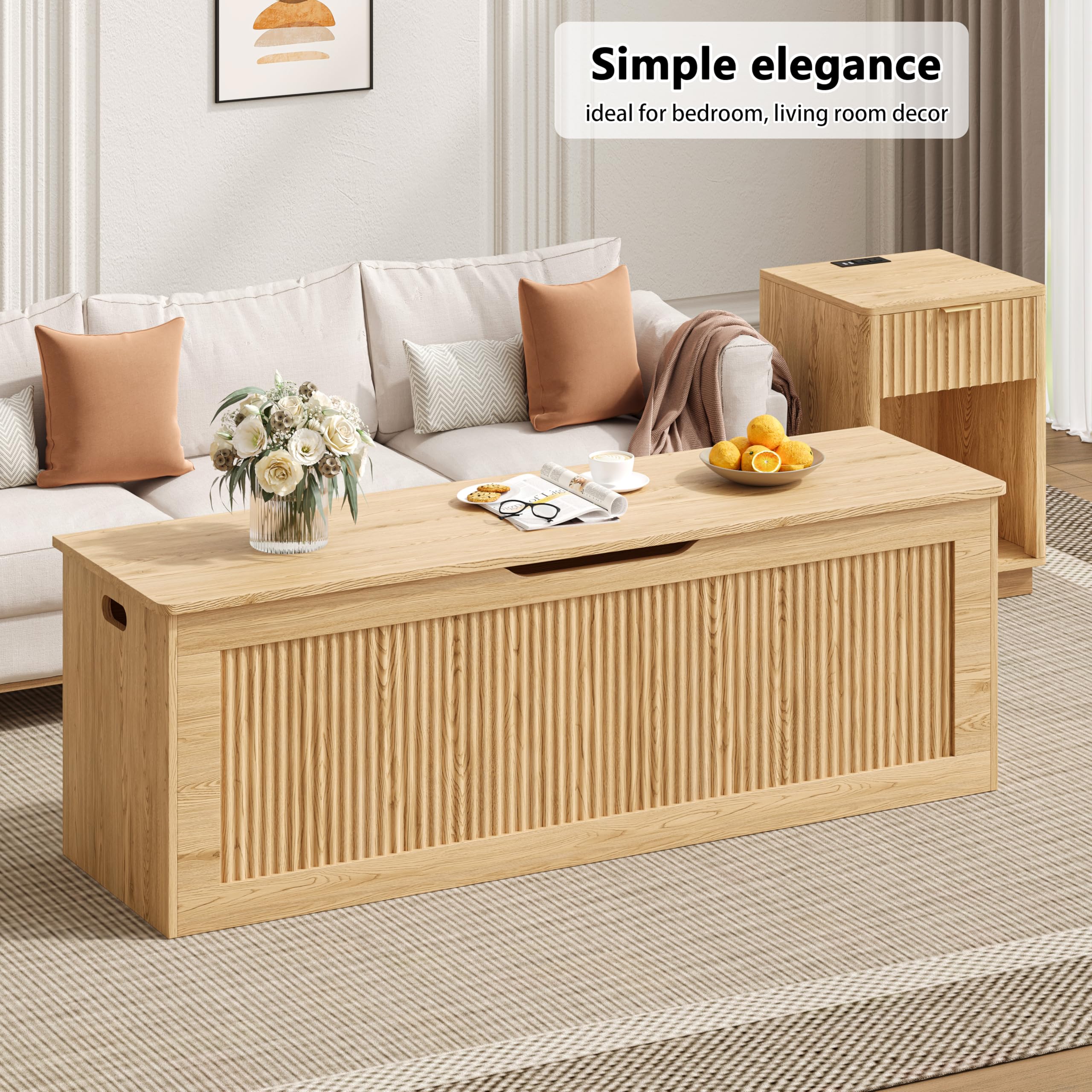 Extra Large Fluted Storage Chest with Lift Top