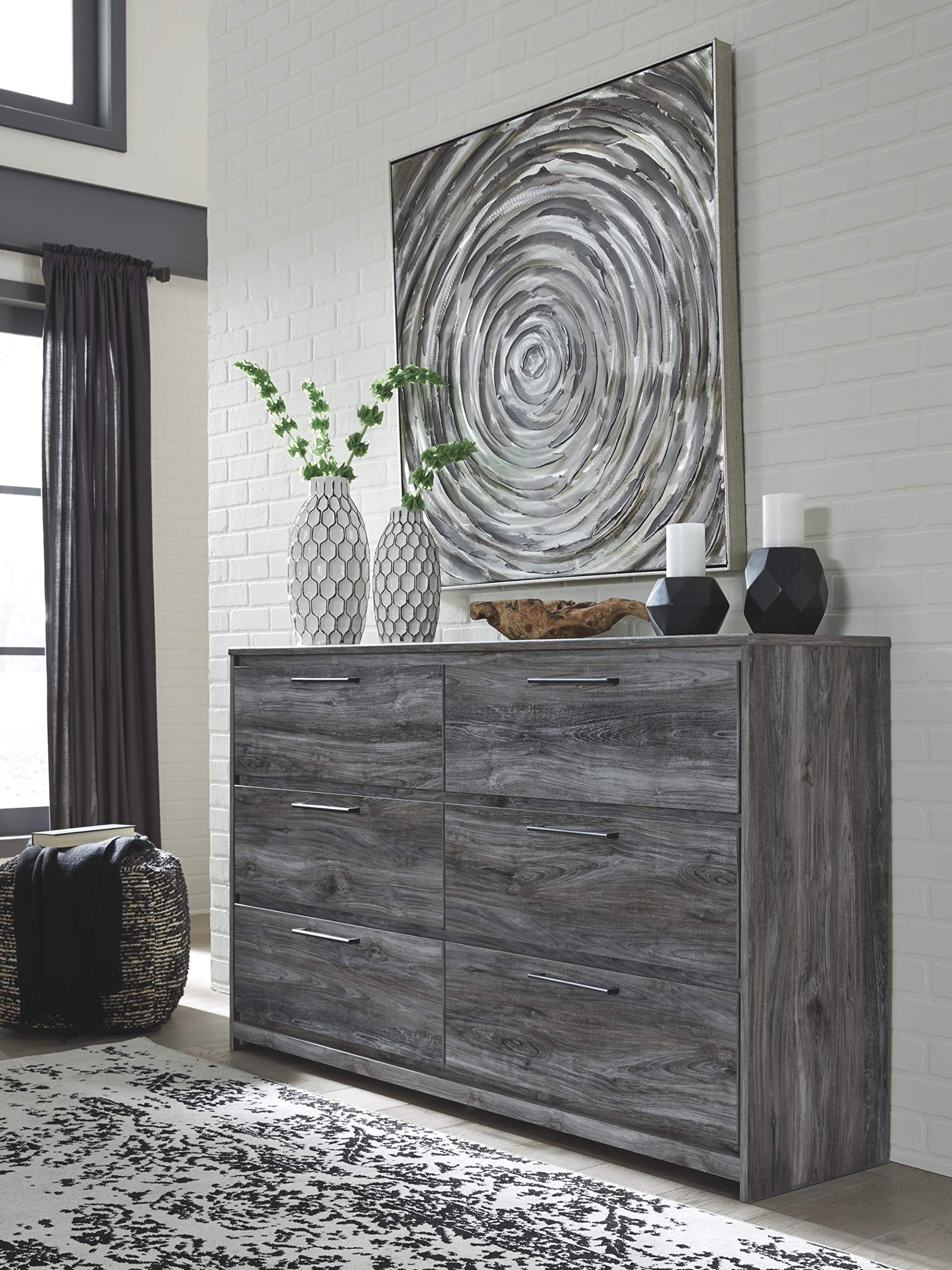 Signature Design by Ashley Baystorm Rustic Coastal 6 Drawer Dresser, Smoky Gray
