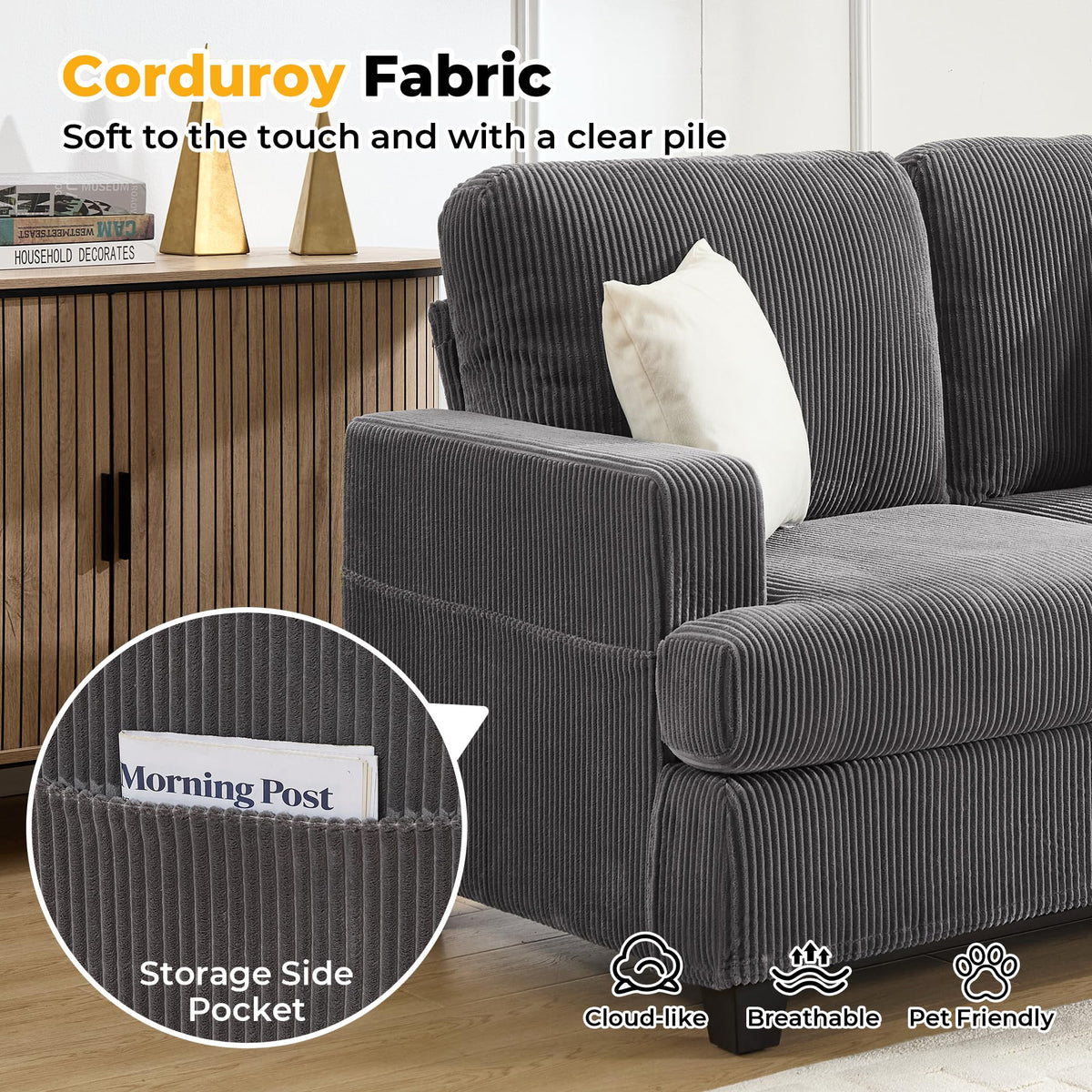 Corduroy Loveseat Sofa
