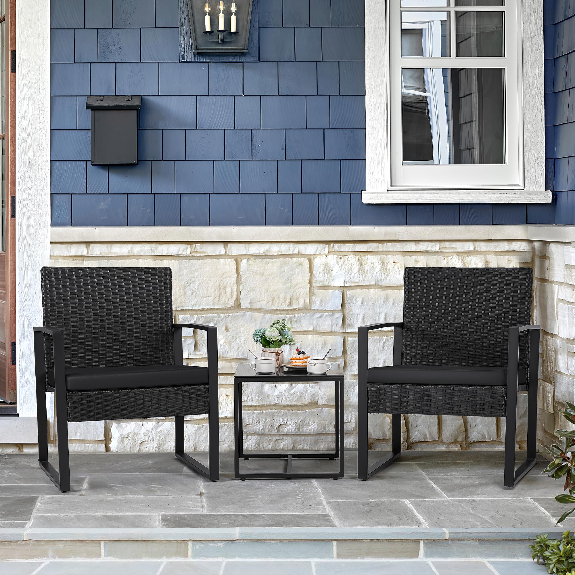 3-Piece Outdoor Wicker Patio Furniture Set with Coffee Table