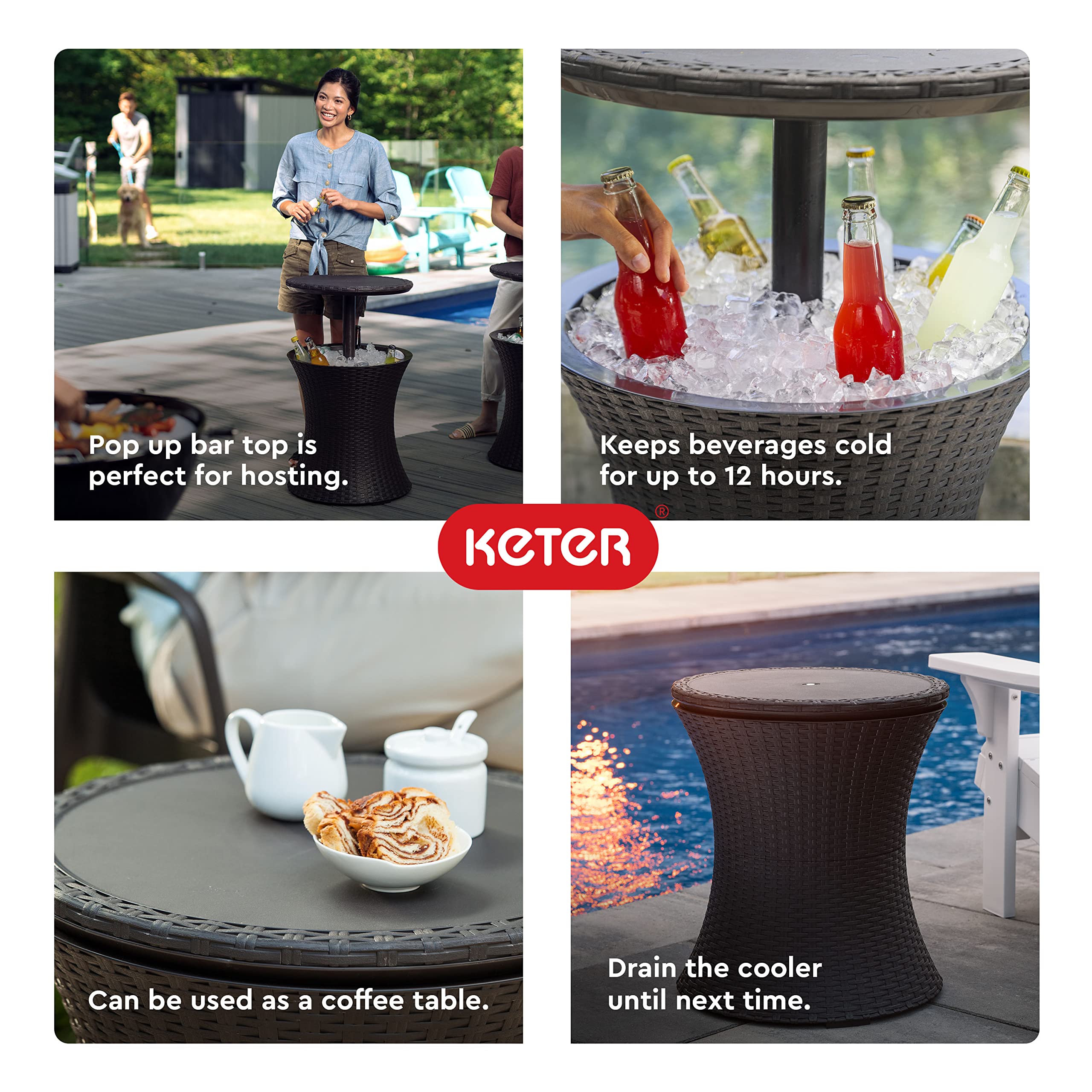Pacific Cool Bar Outdoor Table with Hidden Cooler