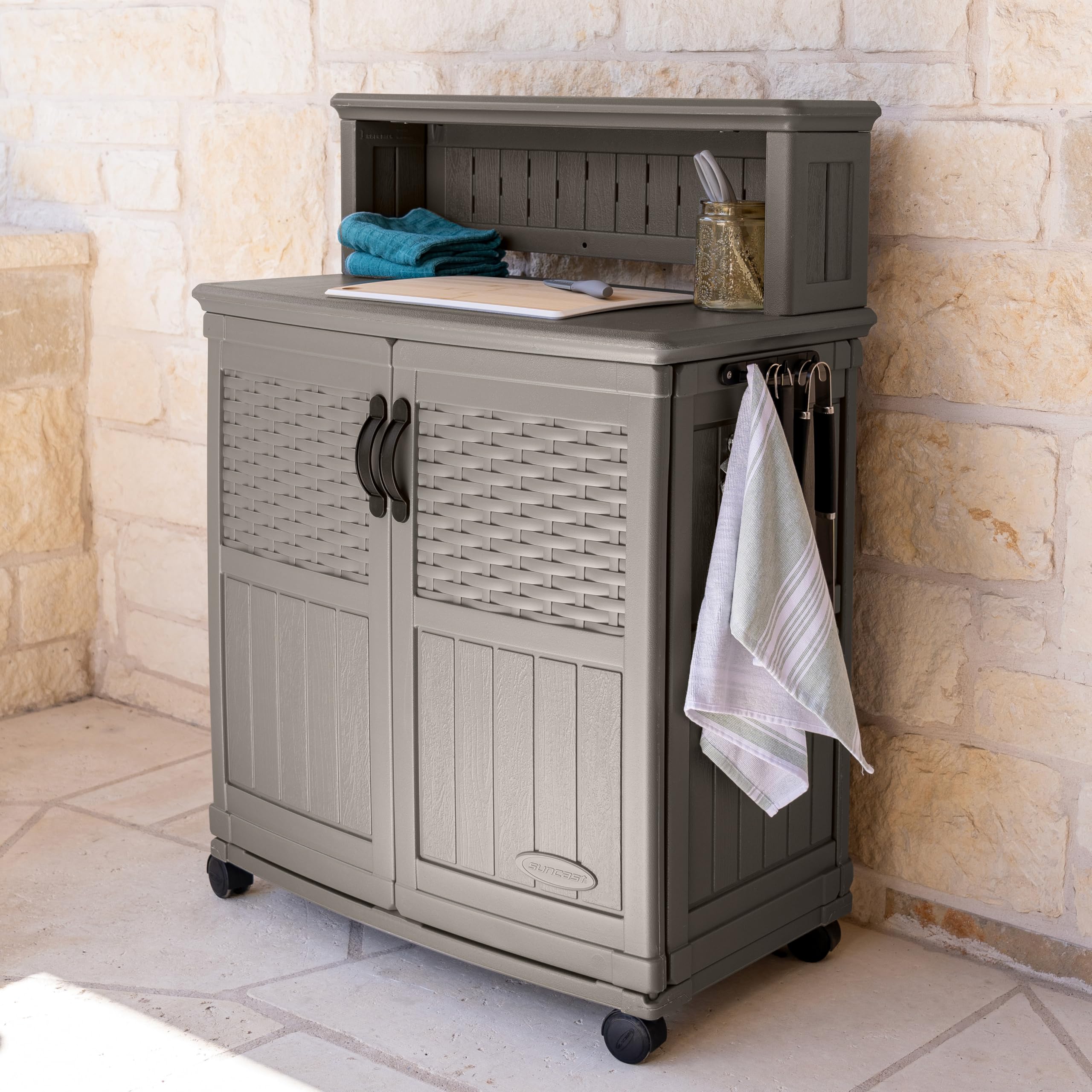 Outdoor Prep Station with Storage Cabinet